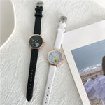Cheerful Daisy Flower Dial with Vegan Leather Strap Quartz Watches