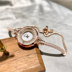Stylish Round Thin Chain Rhinestone Bracelet Quartz Wristwatches