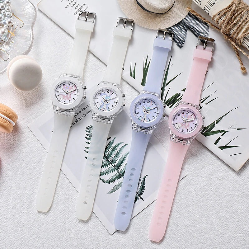 Light-up Bunny and Cat Quartz Watch Collection for Girls