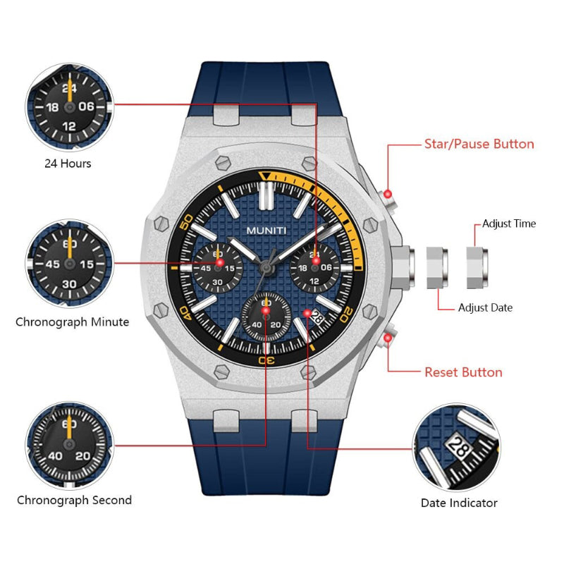 Geometric Tonneau Silicone Strap Chronograph Quartz Watches