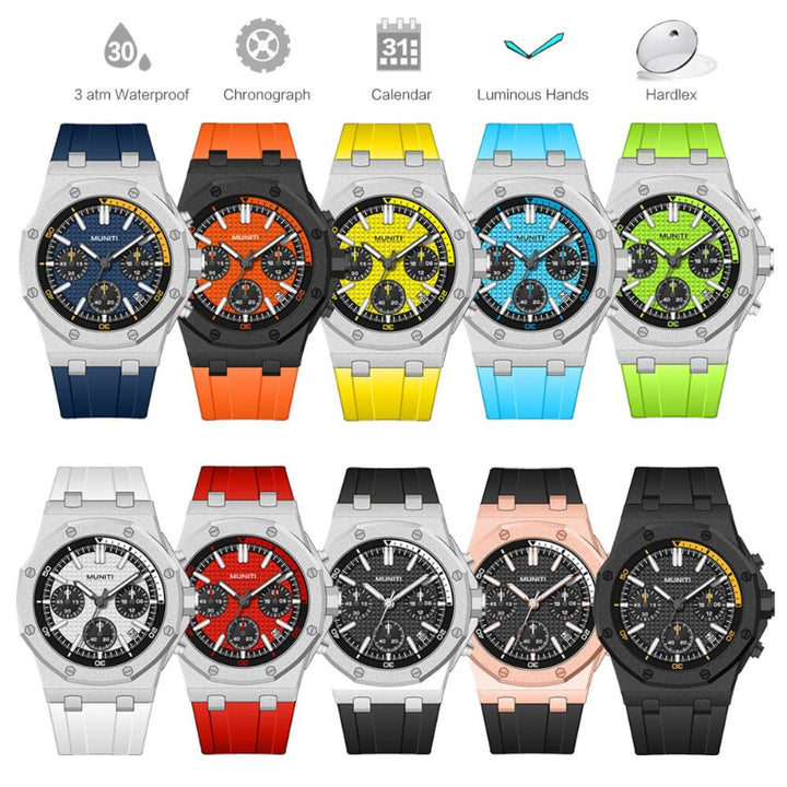 Geometric Tonneau Silicone Strap Chronograph Quartz Watches