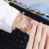 Rhinestone Adorned Roman Numeral Marble Dial Quartz Watches