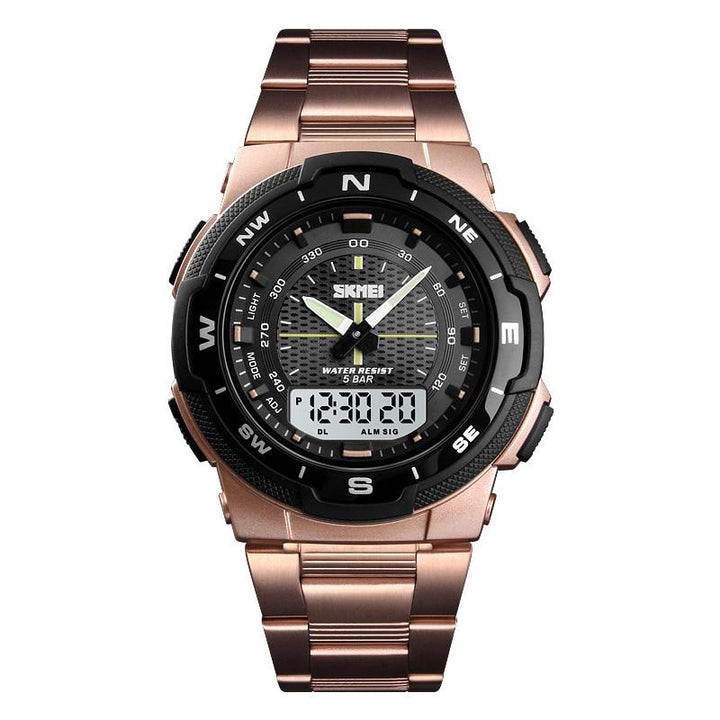Fashion Sport Watch With Stainless Steel Strap For Men's Wrist Watch