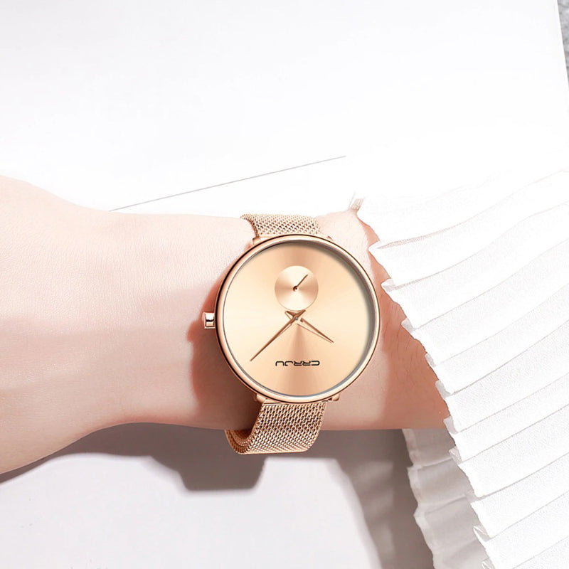 Women's Casual Minimalist Slim Mesh Belt Waterproof Quartz Watches