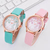Bright-Colored Rabbit Patterned Dial with Leather Strap Quartz Watches