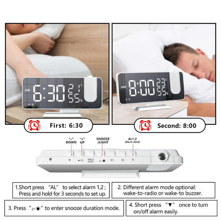 Large Screen Smart Digital LED Display Projector Alarm Clocks