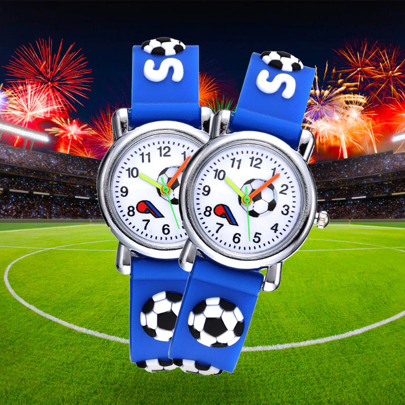 Football Sport Design Silicone Strap Watches for Kids