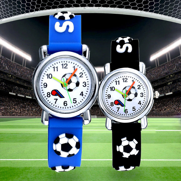 Football Sport Design Silicone Strap Watches for Kids