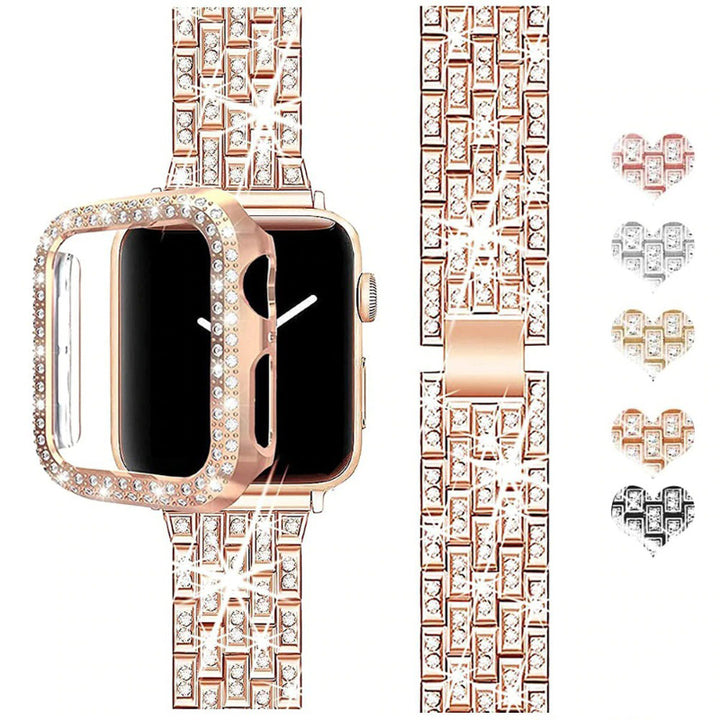 Dazzling Rhinestone Studded Apple Watch Case and Strap Mod Kits