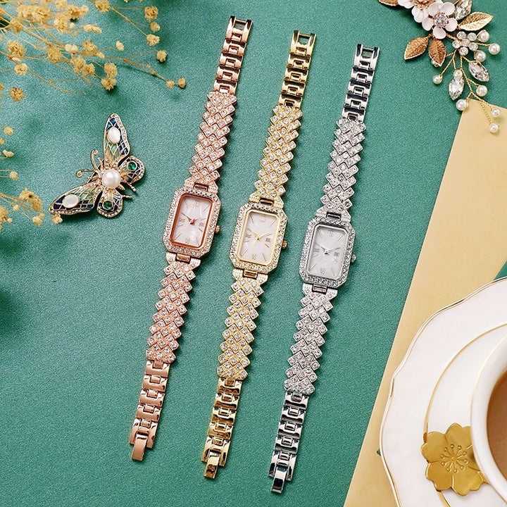 Full Rhinestone Bejeweled Roman Numeral Quartz Watches