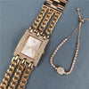 Rhinestone Encrusted Multi-layer Chain Strap Quartz Watches with Bracelet Gift Set