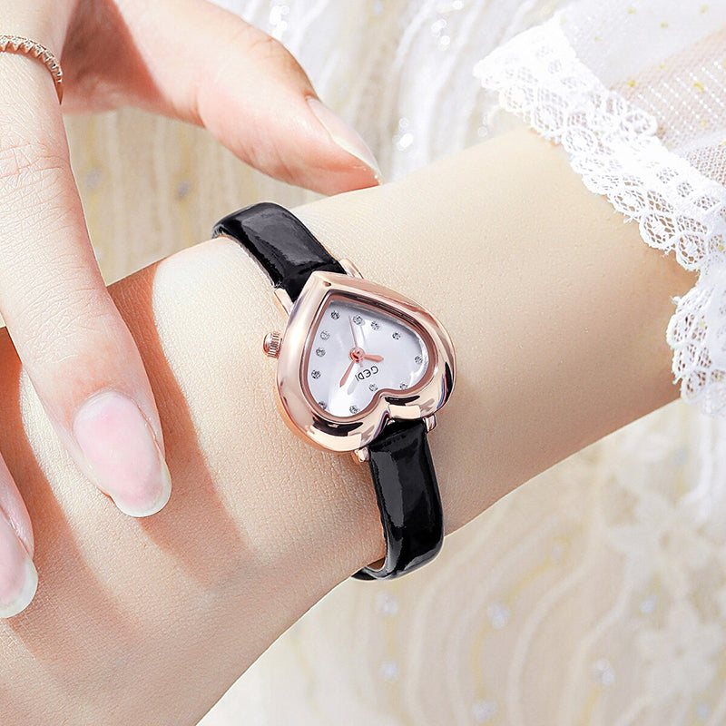 Passionate Heart-Shaped Dial with Vegan Leather Strap Quartz Watches