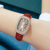 Retro Fashion Rhinestone Encrusted Vegan Leather Strap Quartz Watches