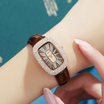 Retro Fashion Rhinestone Encrusted Vegan Leather Strap Quartz Watches