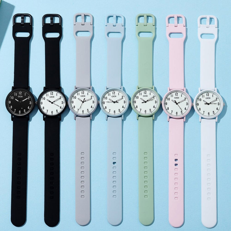 Casual Pastel-Colored Quartz Watches with Silicone Strap