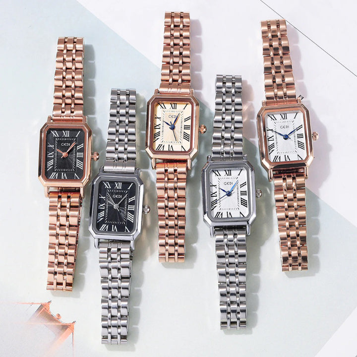 Sleek and Fancy Stainless Steel Roman Numeral Quartz Watches