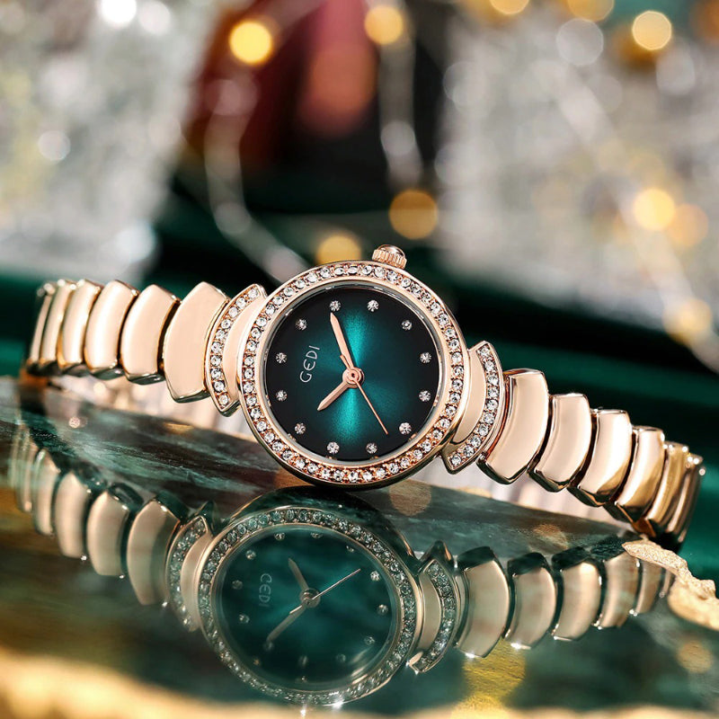 Eye-Catching Colorful Dial with Rhinestone Adorned Waterproof Quartz Watches