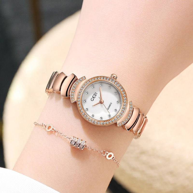 Eye-Catching Colorful Dial with Rhinestone Adorned Waterproof Quartz Watches