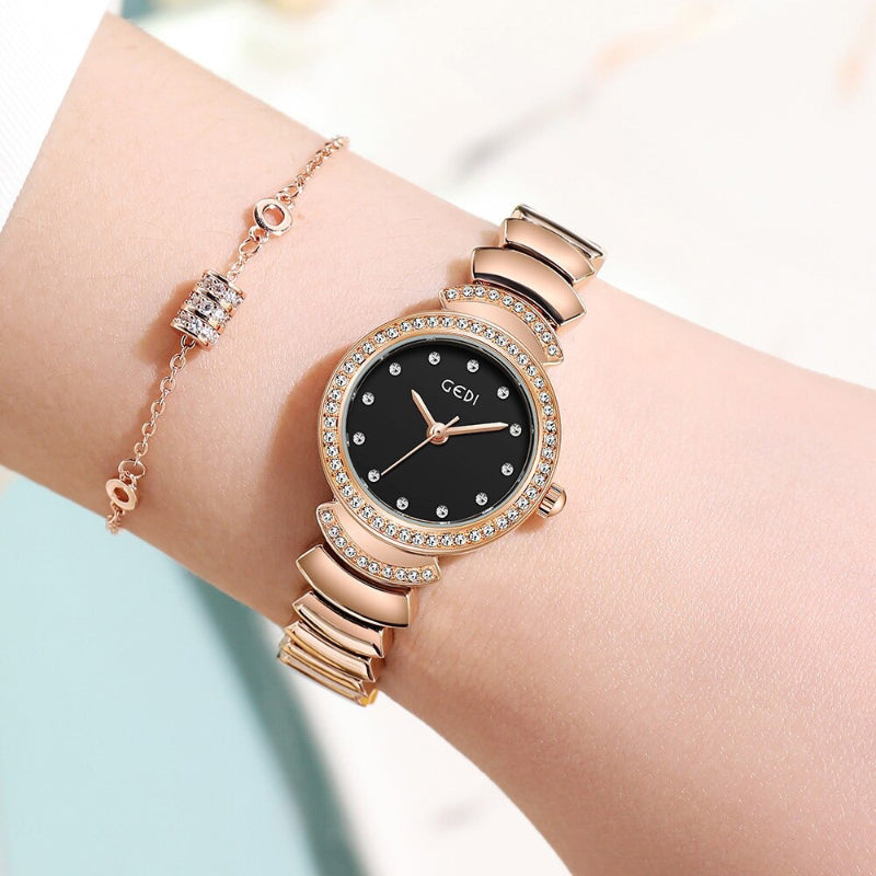 Eye-Catching Colorful Dial with Rhinestone Adorned Waterproof Quartz Watches