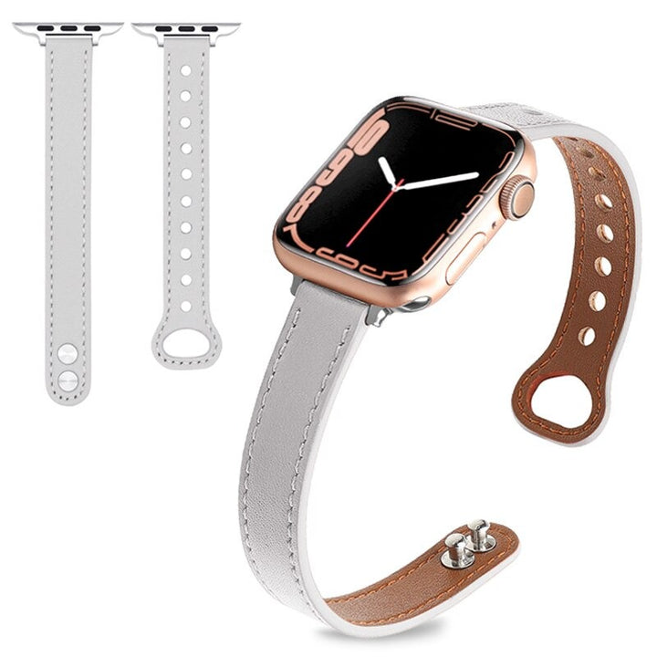 Leather Apple Watch Band Replacement with Double-Buckle Closure