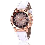 Glamorous Rhinestone With Leather Band Wrist Watch For Women
