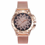 Glamorous Rhinestone With Leather Band Wrist Watch For Women