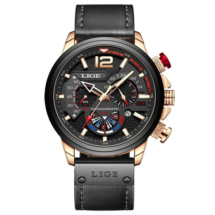 Leisure and Sports Trend with Superior Vegan Leather Strap Chronograph Quartz Watches