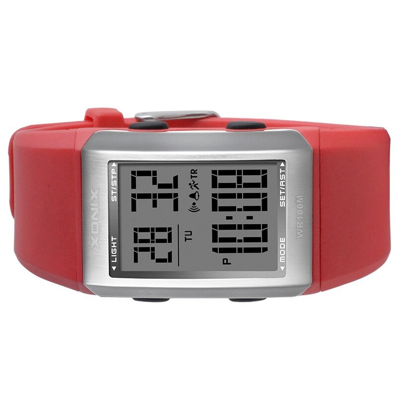 Sporty Digital Display Chronograph Silicone Strap Watches with LED Backlight