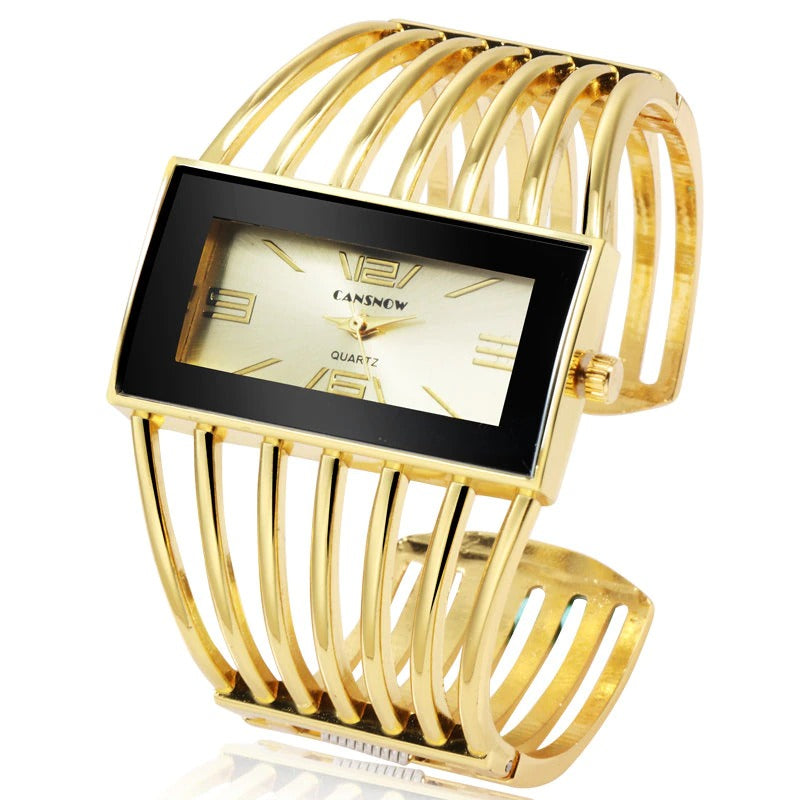 Extravagant Rectangular Dial Fashion Cuff Bangle Bracelet Quartz Watches