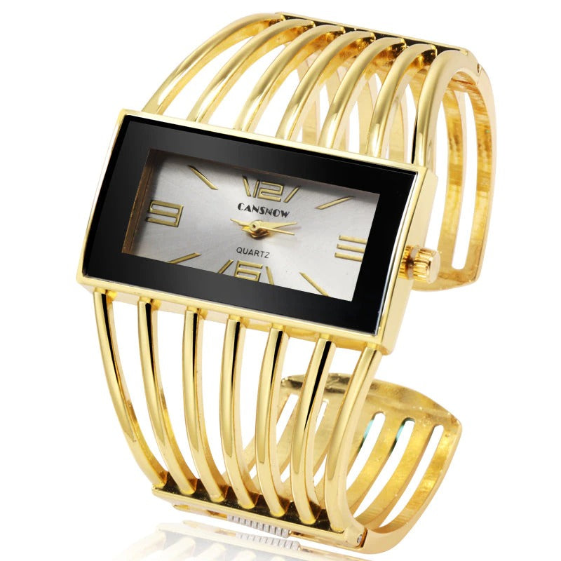 Extravagant Rectangular Dial Fashion Cuff Bangle Bracelet Quartz Watches