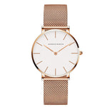 Minimalist Numberless Dial Stainless Steel Mesh Band Quartz Watches