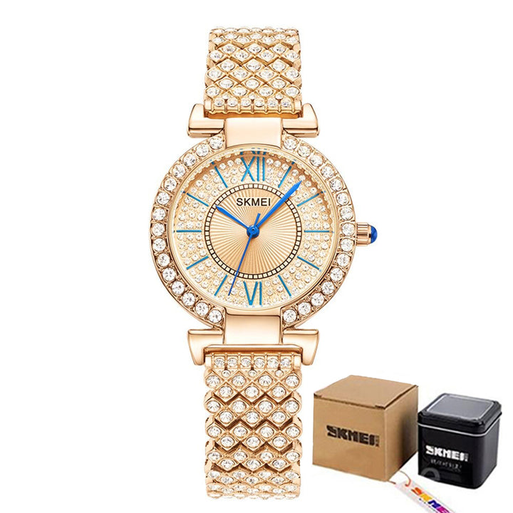 Elegant Sparkling Rhinestone Studded Dial Women's Quartz Watches