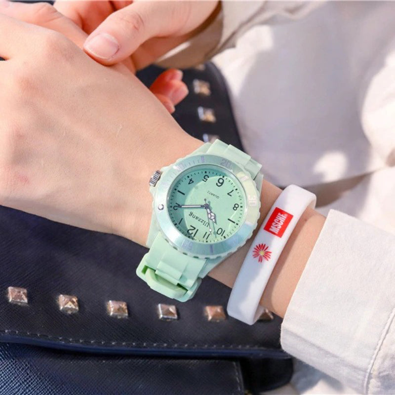 Fashion Pastel-Colored Silicone Band Sports Quartz Watches