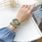 Summer Fashion Daisy Flower with Vegan Leather Quartz Watches