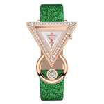 Geometric Rhinestone Triangle Shape Numberless Dial with Frosted Strap Quartz Watches