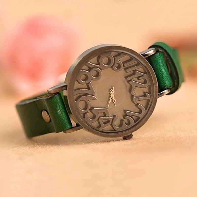 Classic Large Hollow Numbers Dial with Vegan Leather Strap Quartz Watches