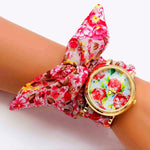 Bright Summer Floral Cloth Pattern Strap Quartz Watches