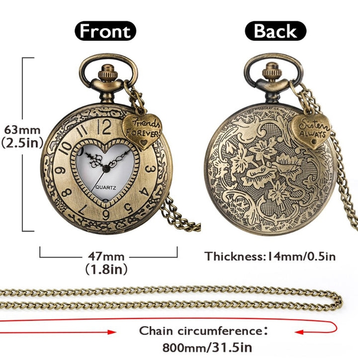 Retro Hollow Heart-Shaped Quartz Pocket Watches