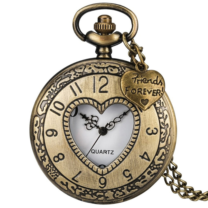 Retro Hollow Heart-Shaped Quartz Pocket Watches