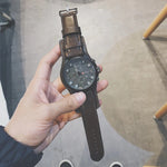 Oversized Dial Sports Quartz Watches with Strong Vegan Leather Strap