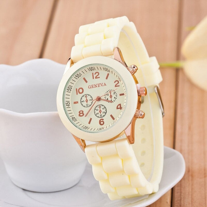 Bright Macaroon Colored Silicone Strap Quartz Watches