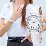 Classic Quartz Watch with Large Numbered Dial and Vegan Leather Strap