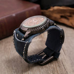 Genuine Leather Strap Vintage Cuff Quartz Watches