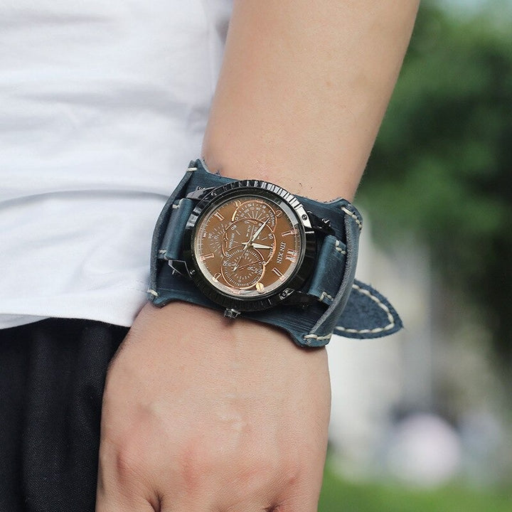 Genuine Leather Strap Vintage Cuff Quartz Watches