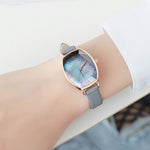 Classy Daisy Flower Mirrored Quartz Watches with Vegan Leather Watchband