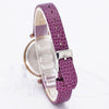 Rhinestone Embellished Dial with Slender Vegan Leather Strap Quartz Watches