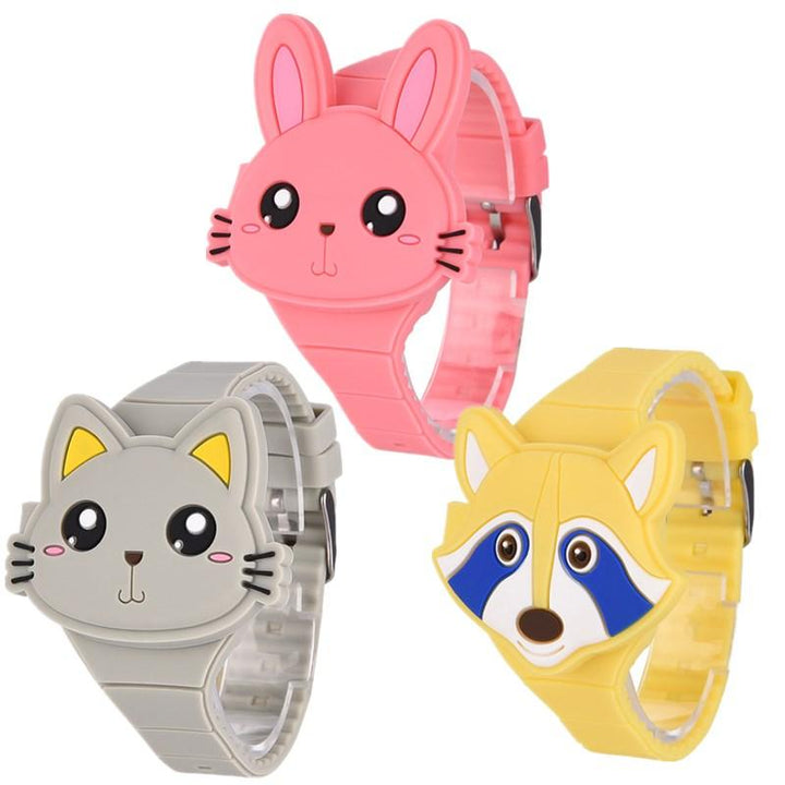 Kid's Fashion Watch - The Pets™ 3 Pcs Set Cartoon  LED Digital Sports Watch For Kids