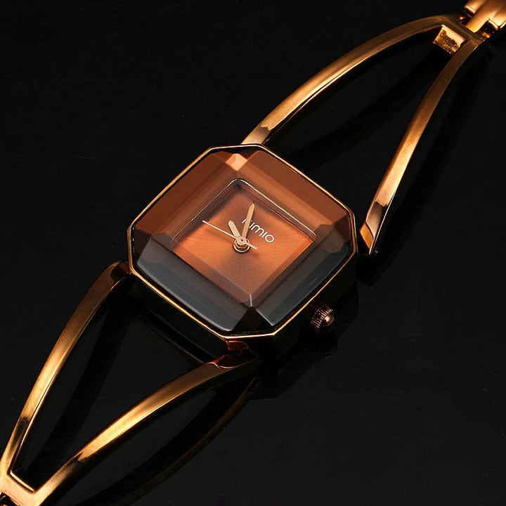 Square Fashion Small Dial with Hollow Strap Quartz Watches