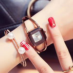 Square Fashion Small Dial with Hollow Strap Quartz Watches