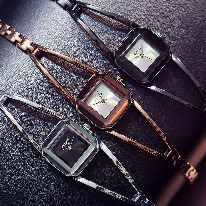 Square Fashion Small Dial with Hollow Strap Quartz Watches